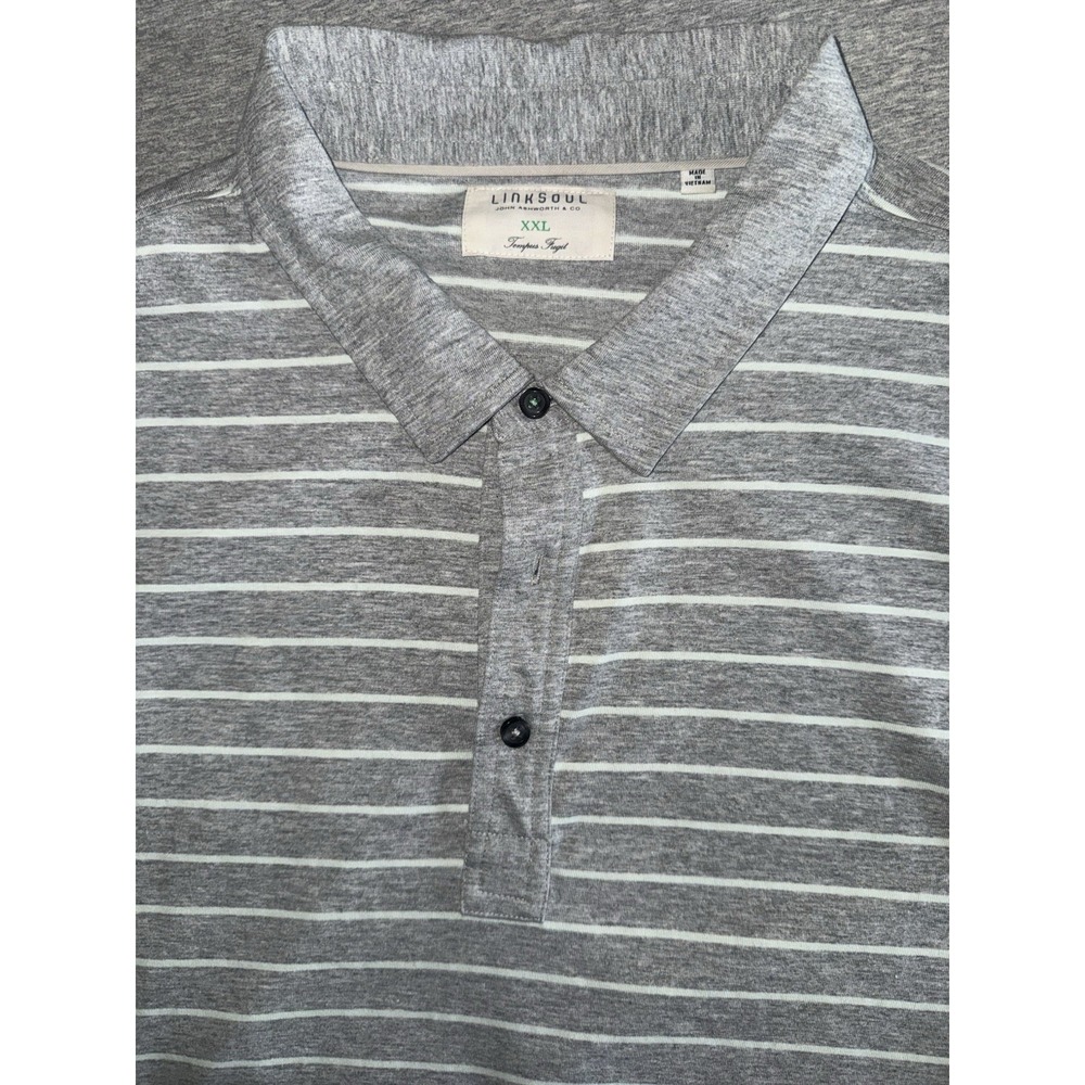 Linksoul Polo Shirt Tempus Fugit Men's Gray/Brown Striped XXL Golf Athleisure